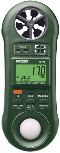 4-in-1 Environmental Meter - Humidity, Temp, Air Velocity, Light | Extech 45170
