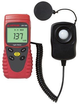 Manual Ranging Light Meter - 200,000 Lux | Amprobe LM-100