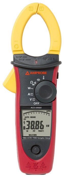 Amprobe ACDC-54NAV Clamp Meter | CAT IV 600V/CAT III 1000V Industrial TRMS Tester
