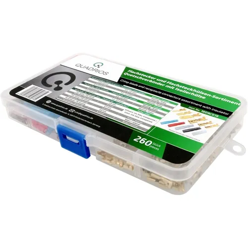 260pc Flat Receptacle & Plug Kit – 2.8/4.8/6.3mm with Insulating Sleeves | QUADRIOS 1809C019