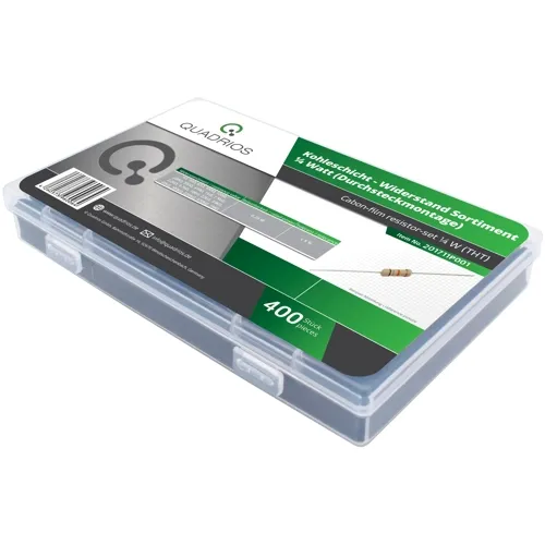 400pcs 0.25W Carbon Film Resistor Kit – 20 Values, ±5% for Education & Lab | QUADRIOS 201711P001