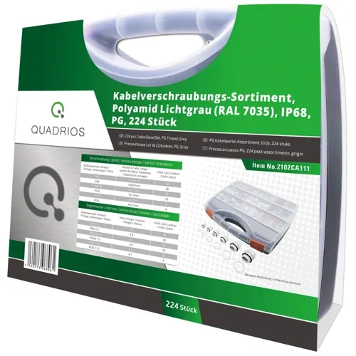 PG7 to PG25 Cable Gland Kit – 224pcs 12 Sizes IP68 Waterproof | QUADRIOS 2102CA111